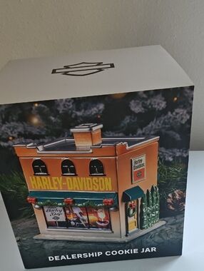 Harley-Davidson Orange and Green Dealership Cookie Jar